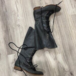 Steve Madden combat lace up gray retro boots leather size  9